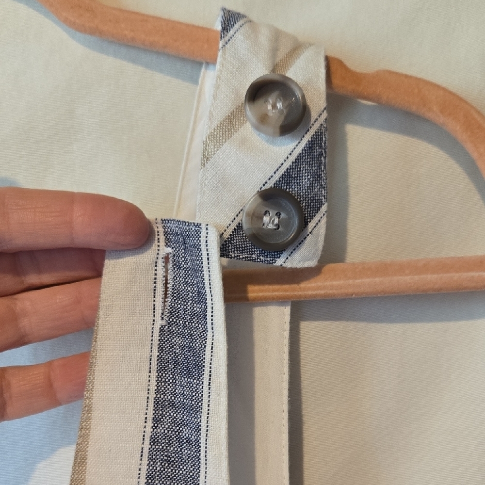 Altar'd State Large Blue & White Striped Dress Adjustable Brown Button Straps - Picture 11 of 11